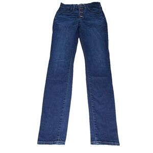 Madewell Mid-Rise button front Skinny Leg Jeans, Mid Blue Denim, Women, Size 27T